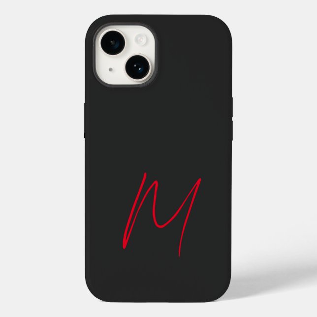 Grey Black Red Monogrammed Classical Script Case-Mate iPhone Case (Back)
