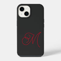 Grey Black Red Monogrammed Classical Script