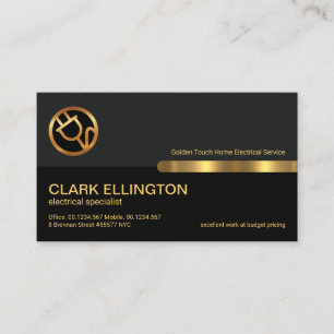 Grey Black Retro Column Gold Power Plug Electrical Business Card