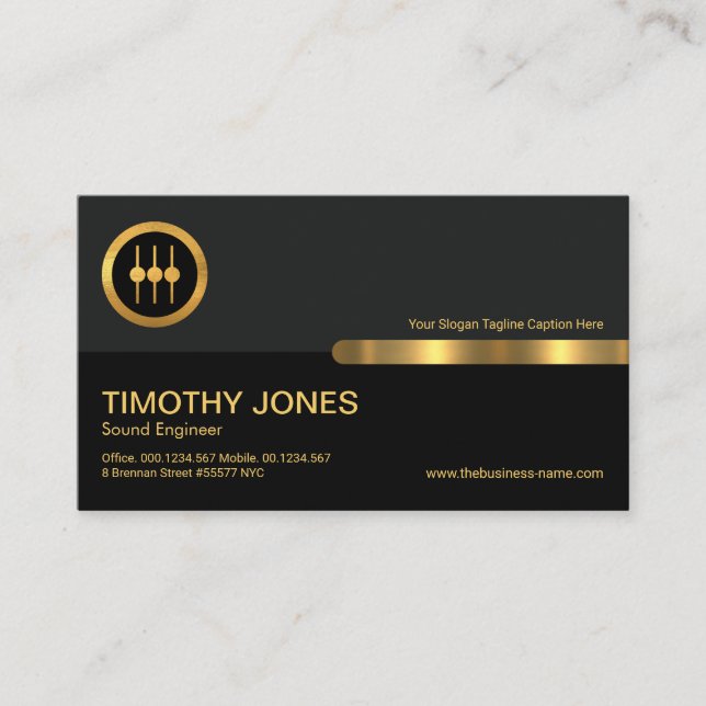 Grey Black Retro Columns Audio Sound Business Card (Front)