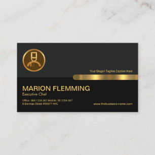 Grey Black Retro Columns Catering Chef Business Card