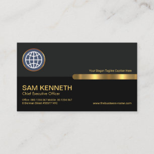 Grey Black Retro Columns Founder CEO Business Card