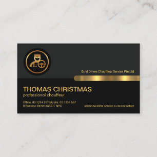 Grey Black Retro Columns Gold Chauffeur Driver Business Card