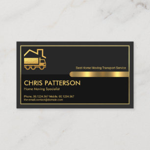 Grey Black Retro Columns Gold Frame Home Moving Business Card