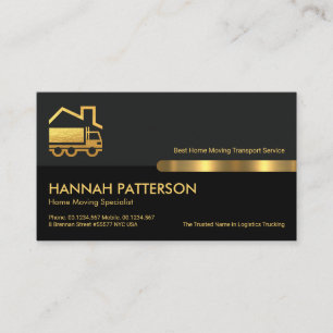 Grey Black Retro Columns Gold Home Moving Business Card