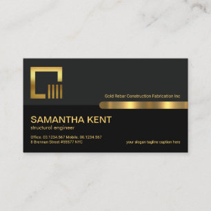 Grey Black Retro Columns Gold Stripe Engineering Business Card