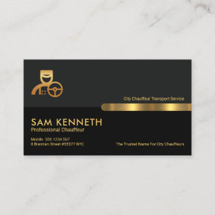 Grey Black Retro Columns Limo Chauffeur Business Card