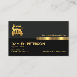 Grey Black Retro Columns Logistics Truck Business Card