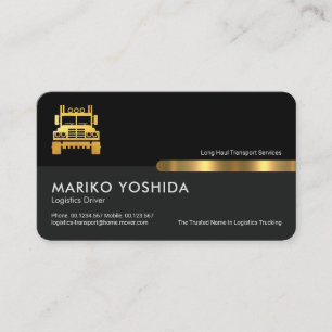 Grey Black Retro Columns Logistics Truck Business Card