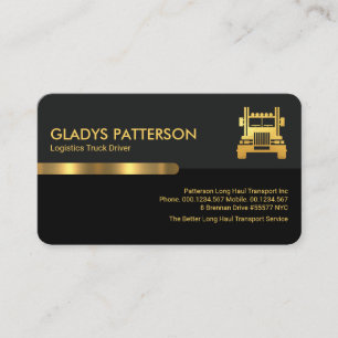 Grey Black Retro Columns Logistics Trucker Business Card