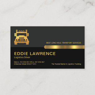 Grey Black Retro Columns Logistics Trucker Business Card