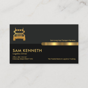 Grey Black Retro Columns Logistics Trucking Business Card