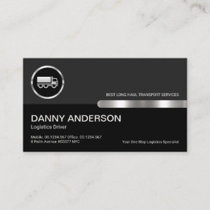 Grey Black Retro Columns Silver Truck Driver Business Card