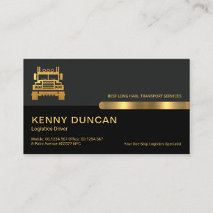 Grey Black Retro Columns Transport Driver Business Card
