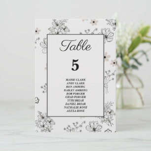 Grey Black Retro Flower Pattern Seating Chart Invitation