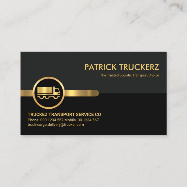 Grey Black Retro Layers Trucker Business Card (Front)
