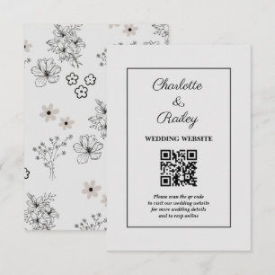 Grey Black Retro Y2K Hippie Flower Pattern Enclosure Card
