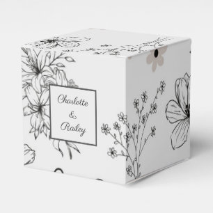 Grey Black Retro Y2K Hippie Flower Pattern Favour Box