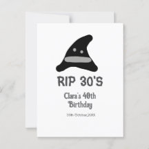 Grey black RIP 30's 40th birthday witch hat hallow