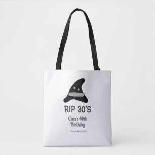 Grey black RIP 30's 40th birthday witch hat hallow Tote Bag