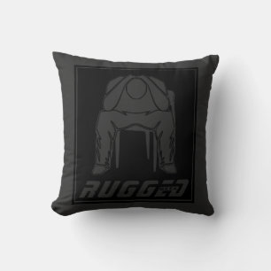 grey black Rugged Man Holding Head Thinking Man Cushion