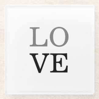 Grey Black Script Love Wedding  Glass Coaster