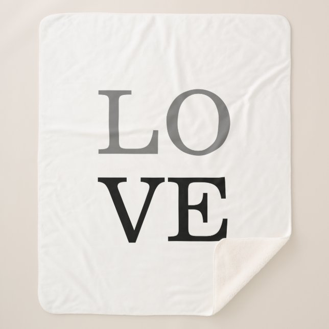 Grey Black Script Love Wedding  Sherpa Blanket (Front)