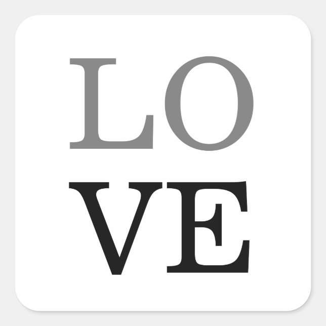 Grey Black Script Love Wedding  Square Sticker (Front)