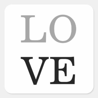 Grey Black Script Love Wedding Square Sticker