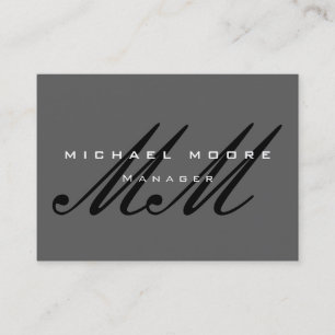 Grey Black Script Monogram Modern Business Card