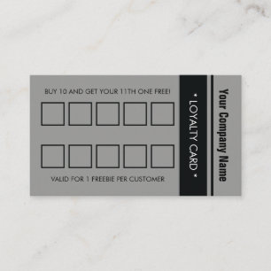 Grey Black Simple Border 10 Punch Loyalty Card