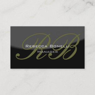 Grey Black Spiral Pattern Monogram Business Card