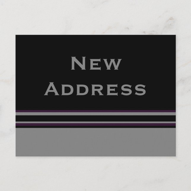 grey black stripes New Address Announcement Postcard (Front)