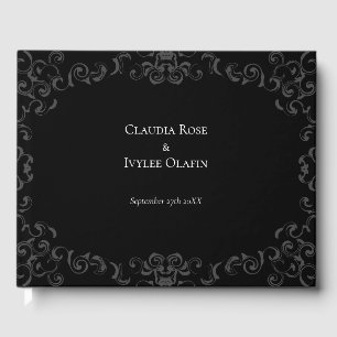 Grey & Black Swirl Gothic Wedding Guest Book