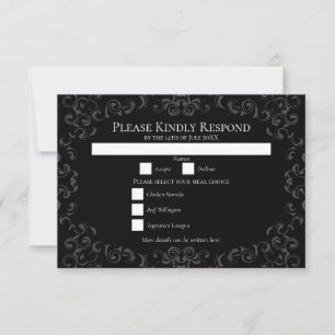 Grey & Black Swirl Gothic Wedding Invitation
