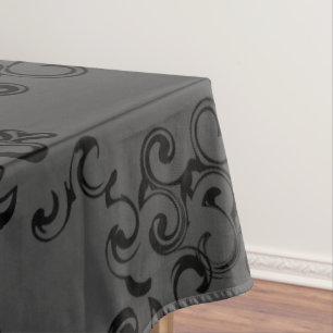 Grey & Black Swirl Gothic Wedding Tablecloth