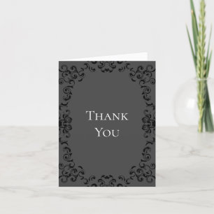 Grey & Black Swirl Gothic Wedding Thank You Card