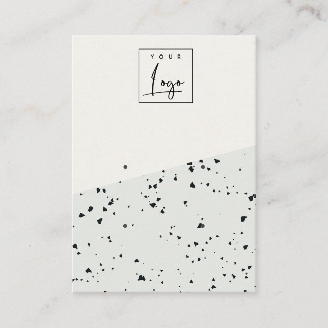 Grey Black Terrazzo Texture 2 Stud Earring Display Business Card (Front)