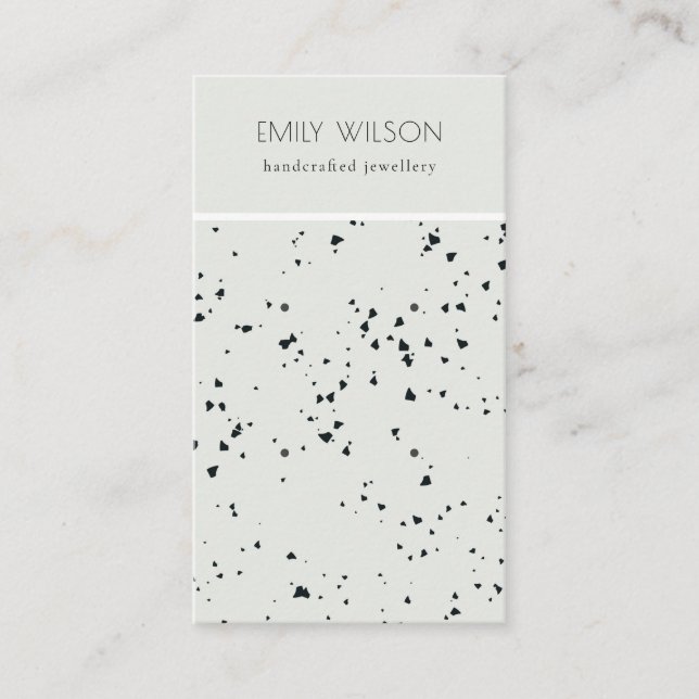 Grey Black Terrazzo Texture Earring Stud Display Business Card (Front)