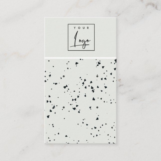 Grey Black Terrazzo Texture Stud Earring Display Business Card (Front)