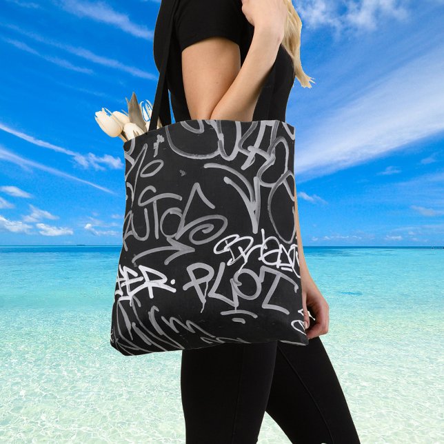 Grey & Black Urban Graffiti Style Tote Bag (Creator Uploaded)