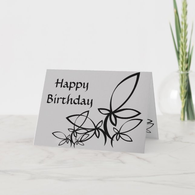 Grey & black Vectors, Happy Birthday - Customised Card (Front)
