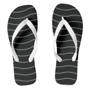 Grey Black Wave Pattern Flip Flops