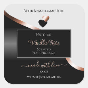 Grey Black Wavy Rose Gold Hearts Product Labels