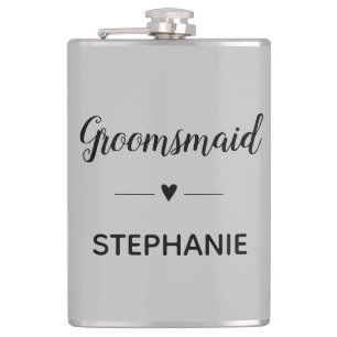 Grey Black Wedding Groomsmaid Personalised Hip Flask
