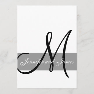 Grey Black Wedding Invitation | Monogram Names