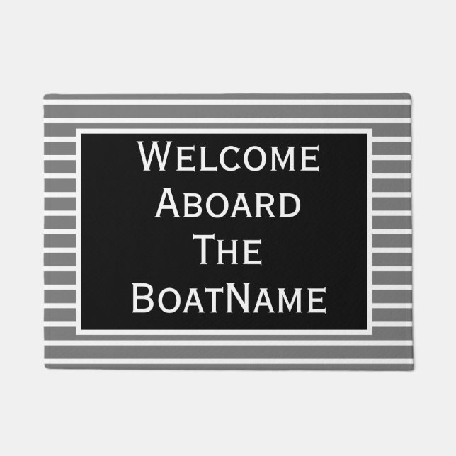 Grey & Black Welcome Aboard Boat Doormat (Front)