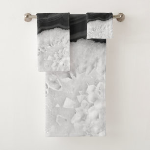 Grey Black White Agate Glam #1 #gem #decor #art Bath Towel Set