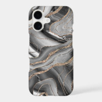 Grey Black White Agate Gold Glitter Glam #1