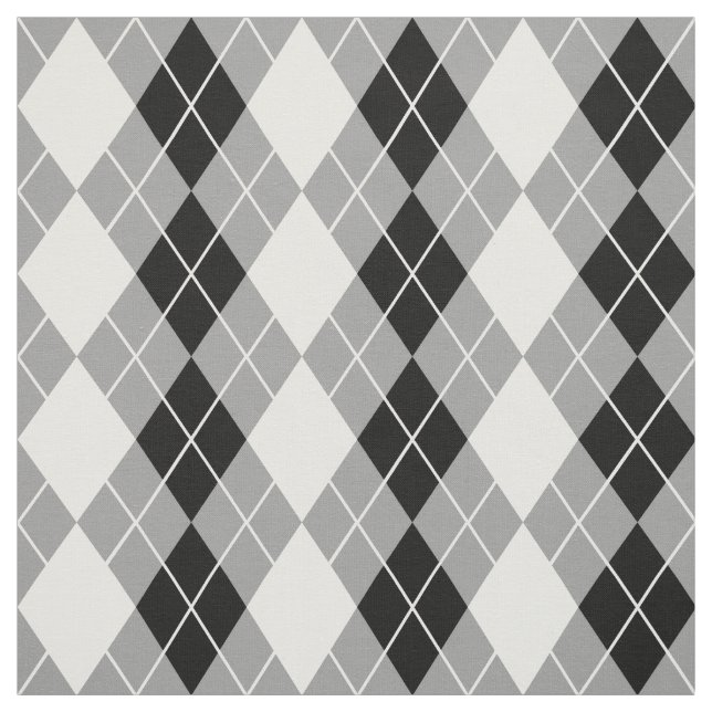 Grey Black White Argyle Diamond Design  Fabric (Swatch)